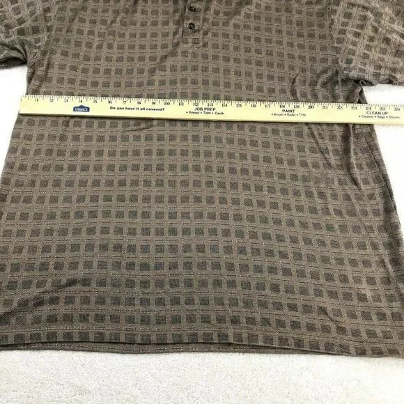 Pebble Beach Polo Shirt Mens XL Brown Checkered Short Sleeve Pullover 3 Button - Picture 5 of 7